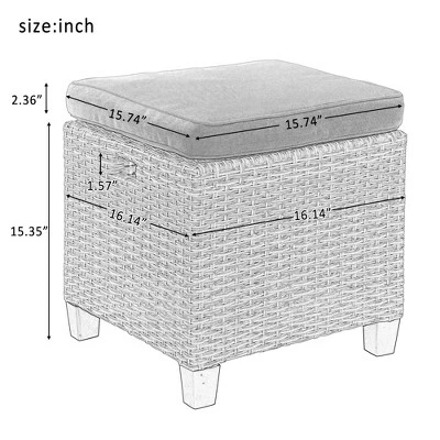 5-Piece Outdoor Conversation Set With Ottoman And Pillows-ModernLuxe - Image 4