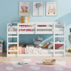 Twin Over Twin Bunk Bed With Ladder-ModernLuxe