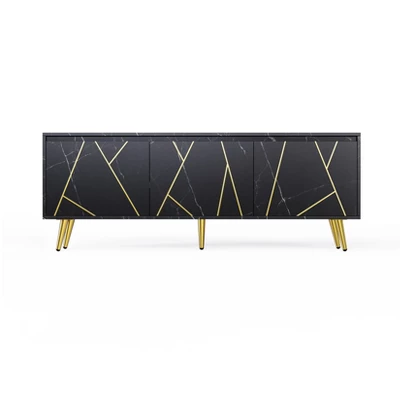 Modern TV Stand For 65" TV With Large Storage, Black - ModernLuxe - Image 7