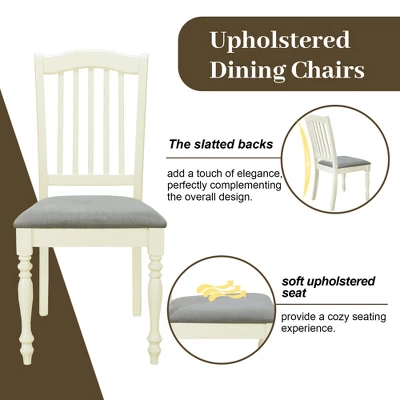 5 PCS Mid-Century Extendable Dining Table Set With 15inch Butterfly Leaf And 4 Upholstered Chairs-ModernLuxe - Image 6