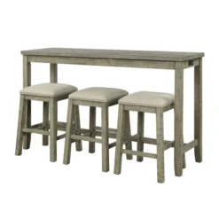 Rustic 4-Pieces Counter Height Dining Set With Fabric Padded Stools And Socket-ModernLuxe