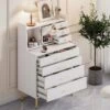Vanity Makeup Table With Mirror, Storage Dresser With 7 Drawers-ModernLuxe