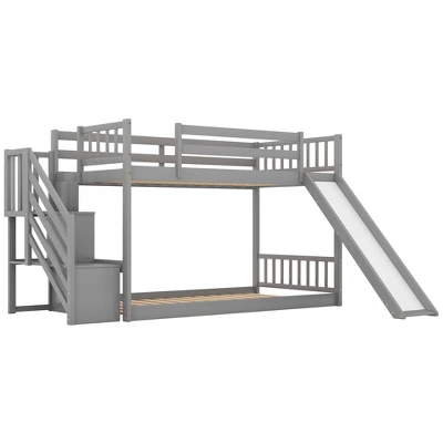 Twin Over Twin Bunk Bed With Convertible Slide And Stairway-ModernLuxe - Image 4