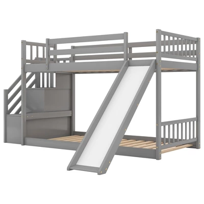 Twin Over Twin Bunk Bed With Convertible Slide And Stairway-ModernLuxe - Image 7