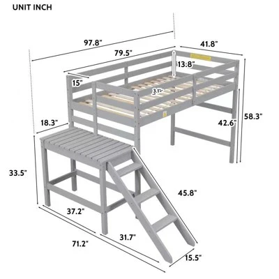 Loft Bed With Platform And Ladder - ModernLuxe - Image 3
