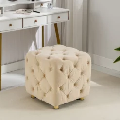 Modern Velvet Upholstered Ottoman - ModernLuxe