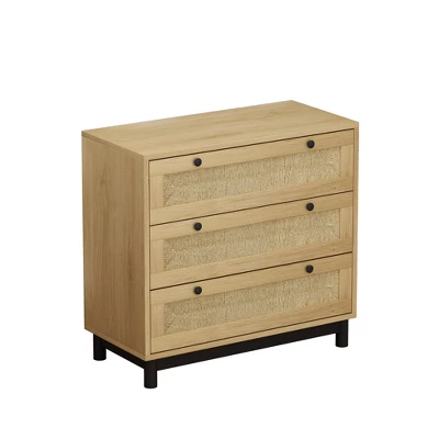 30.31" 3-Drawer Rope Braid Dresser, Oak - ModernLuxe - Image 3