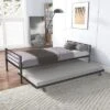 Twin Over Twin Metal Bunk Bed With Trundle Bed And Ladders-ModernLuxe