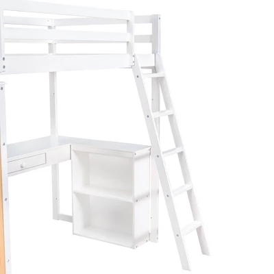 Loft Bed With Ladder, Shelves, And Desk - ModernLuxe - Image 9