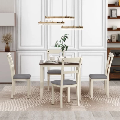 5 PCS Classic Dining Table Set With 4 Upholstered Chairs-ModernLuxe