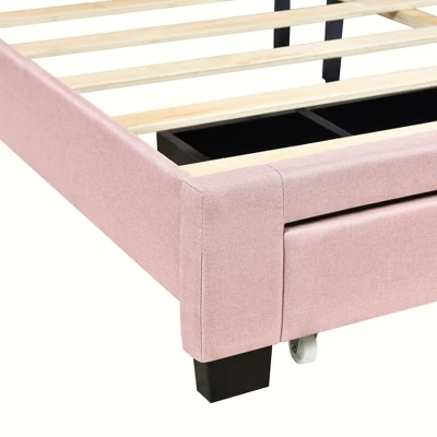 Queen Size Linen Upholstered Storage Platform Bed With Two Drawers-ModernLuxe - Image 11