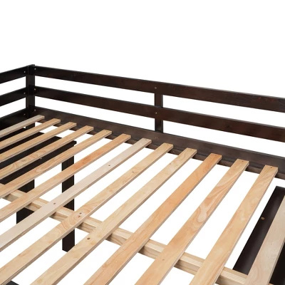 Low Study Full Loft Bed With Cabinets, Shelving And Rolling Portable Desk - ModernLuxe - Image 10