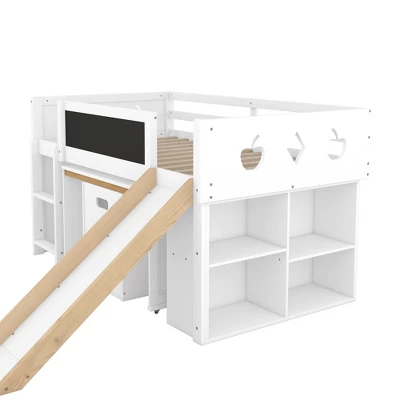 Wood Loft Bed With Slide, Cabinets, Blackboard, Desk And Chair-ModernLuxe - Image 10