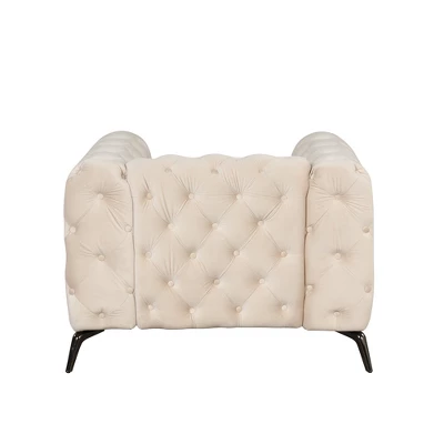Modern Velvet Upholstered Accent Sofa Chair With Button Tufted Back-ModernLuxe - Image 6