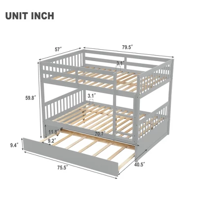Full Over Full Bunk Bed With Trundle Bed And Ladder-ModernLuxe - Image 3