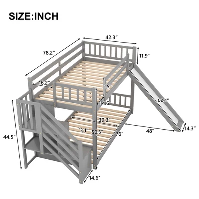 Twin Over Twin Bunk Bed With Convertible Slide And Stairway-ModernLuxe - Image 3