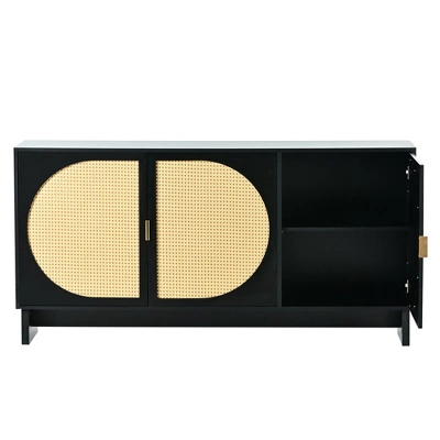 Modern Storage Cabinet With Rattan Door And Adjustable Shelves, Accent Cabinet Buffet Cabinet For Living Room-ModernLuxe - Image 4