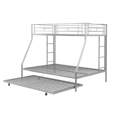 Twin Over Full Steel Bunk Bed With Twin Size Trundle Bed And Two-Side Ladders-ModernLuxe - Image 7