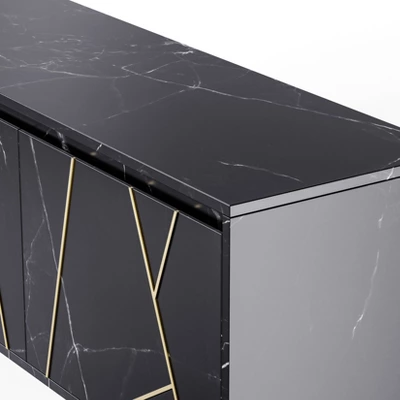 Modern TV Stand For 65" TV With Large Storage, Black - ModernLuxe - Image 9
