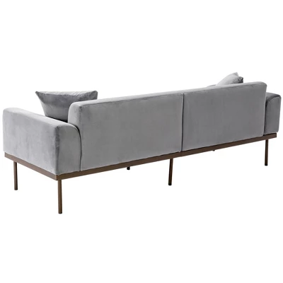Modern Velvet Loveseat Sofa With Metal Legs And Two Pillows-ModernLuxe - Image 9
