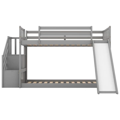Twin Over Twin Bunk Bed With Convertible Slide And Stairway-ModernLuxe - Image 6