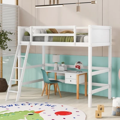Twin Size Wood Loft Bed With Ladder-ModernLuxe - Image 9