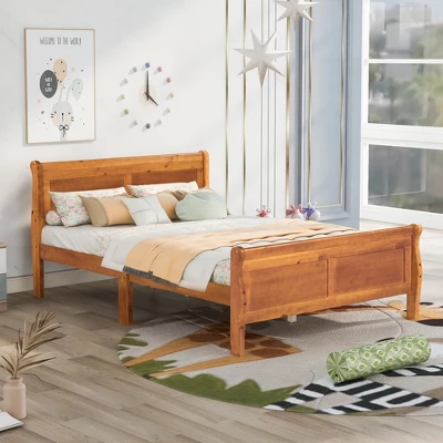 Full Size Wood Platform Bed With Headboard And Wooden Slat Support-ModernLuxe - Image 7