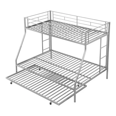 Twin Over Full Steel Bunk Bed With Twin Size Trundle Bed And Two-Side Ladders-ModernLuxe - Image 8