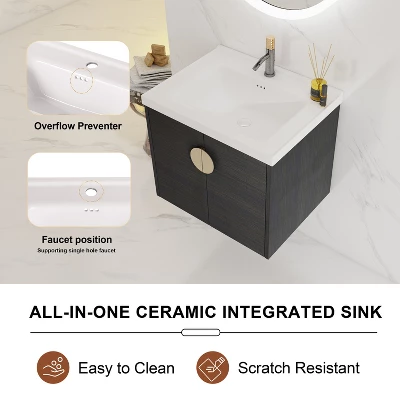 Bathroom Vanity With Sink And Soft Close Door For Small Bathrooms, Black - ModernLuxe - Image 5