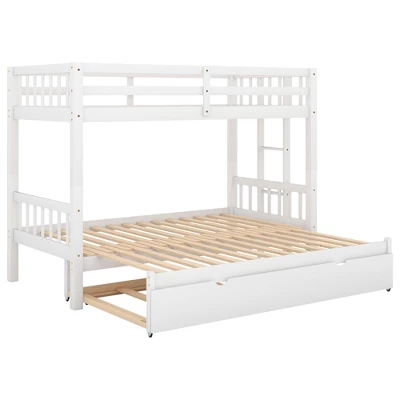 Twin Over Twin Pull-out Bunk Bed With Trundle Bed And Ladder-ModernLuxe - Image 7