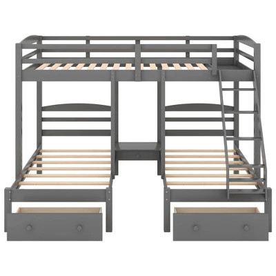 Full Over Twin & Twin Bunk Bed, Gray - ModernLuxe - Image 5