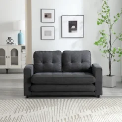 Convertible Folding Futon Sofa Bed, Dark Gray - ModernLuxe