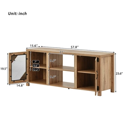 TV Stand For TVs Up To 65'' With Large Storage Space, Entertainment Center With 3 Levels Adjustable Shelves-ModernLuxe - Image 2