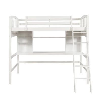 Twin Size Loft Bed With Storage Shelves, Desk And Ladder - ModernLuxe - Image 4