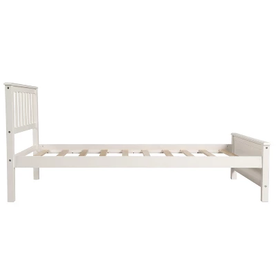 Twin Size Wood Platform Bed With Headboard, Footboard And Wood Slat Support-ModernLuxe - Image 4