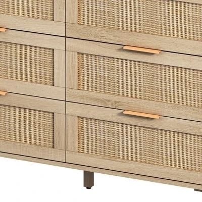 43.31" 6-Drawer Rattan Storage Cabinet For Living Room And Bedroom - ModernLuxe - Image 6