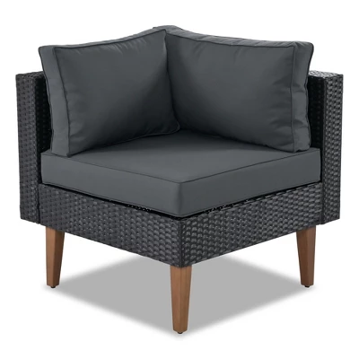 4 PCS Outdoor Wicker Sofa Set, Patio L-shape Sofa Set With Colorful Pillows- ModernLuxe - Image 9