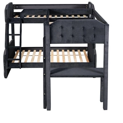 L-Shaped Twin Over Full Bunk Bed And Twin Loft Bed With Desk-ModernLuxe - Image 3