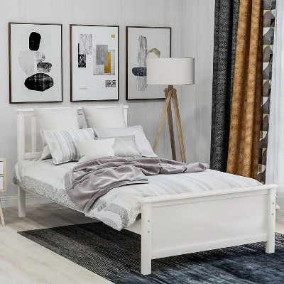 Twin Size Wood Platform Bed With Headboard, Footboard And Wood Slat Support-ModernLuxe - Image 5