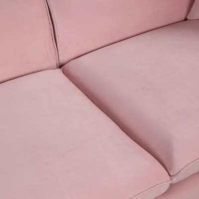 Velvet Upholstered Sofa With Armrest Pockets, 2 Pillows And Golden Metal Legs-ModernLuxe - Image 9