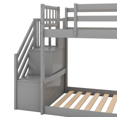 Twin Over Twin Bunk Bed With Convertible Slide And Stairway-ModernLuxe - Image 9