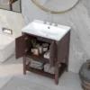 24" Modern Stylish Bathroom Vanity With Porcelain Sink And Open Shelves - ModernLuxe