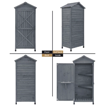 Outdoor Wooden Storage Sheds Fir Wood Lockers With Workstation-ModernLuxe - Image 4