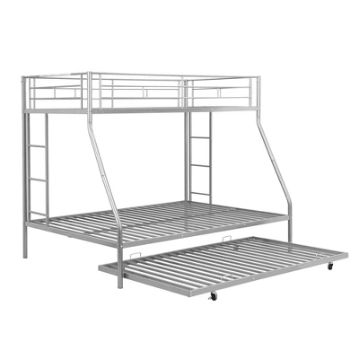 Twin Over Full Steel Bunk Bed With Twin Size Trundle Bed And Two-Side Ladders-ModernLuxe - Image 4