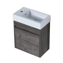 18" Floating Wall Mounted Bathroom Vanity With White Resin Sink And Soft Close Doors - ModernLuxe