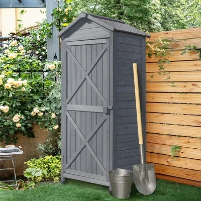 Outdoor Wooden Storage Sheds Fir Wood Lockers With Workstation-ModernLuxe - Image 9