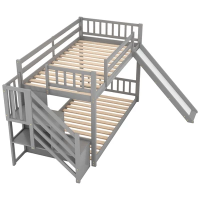 Twin Over Twin Bunk Bed With Convertible Slide And Stairway-ModernLuxe - Image 5