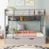 Separable Full-Over-Full Bunk Bed With Twin Size Trundle And Bookshelf - ModernLuxe