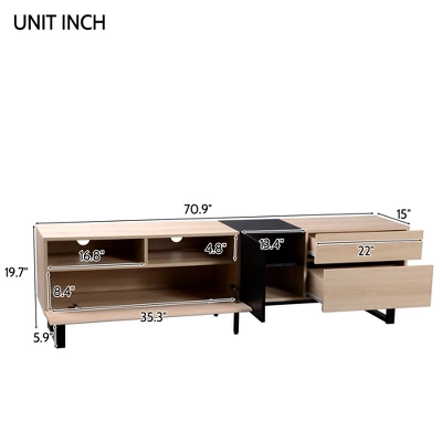 70.9" Contemporary TV Stand With 2 Drawers And 2 Doors - ModernLuxe - Image 2