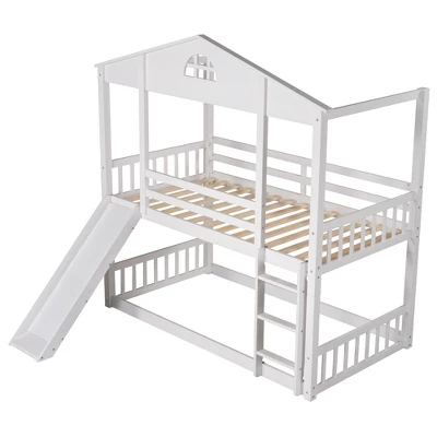 Twin Over Twin House Shaped Bunk Bed With Convertible Slide And Ladder-ModernLuxe - Image 4